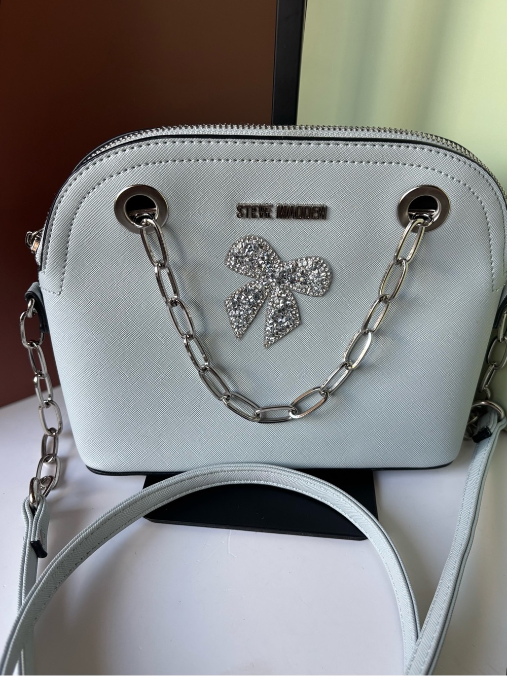 STEVE MADDEN Light Blue Bow Crossbody Bag